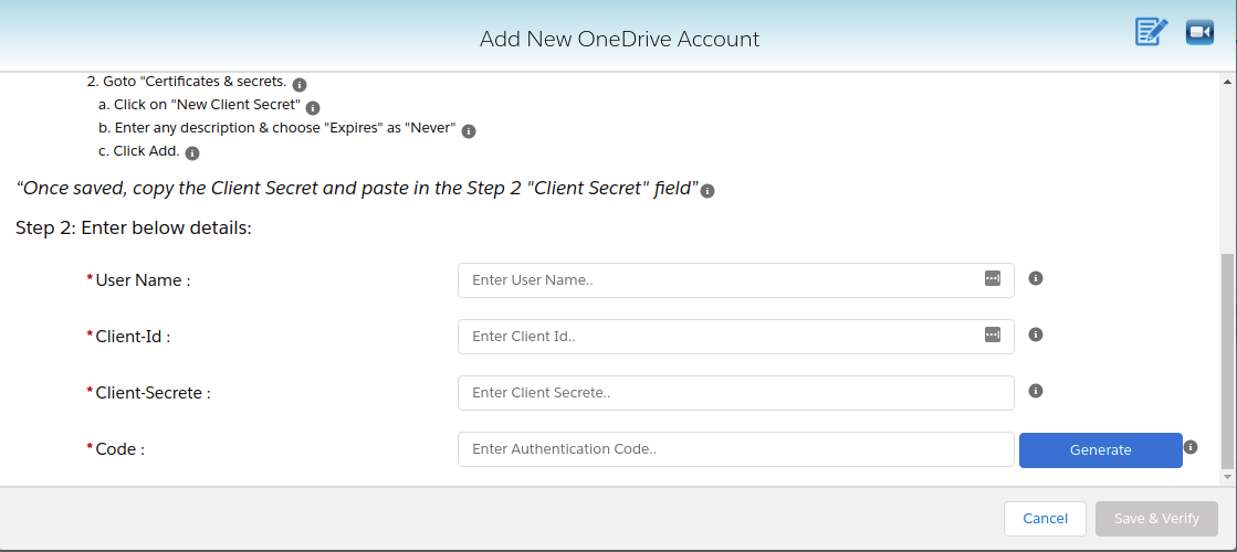Enter your OneDrive username